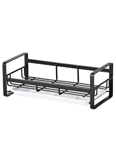 HULISEN Large Kitchen Sponge Holder, 304 Stainless Steel Sink Caddy, Black - color: Black, size: Large