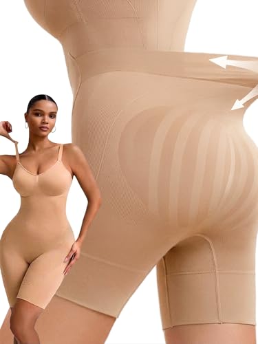 Bathroom Friendly Full Body Shapewear Bodysuit for Women - color: Sienna, size: Medium