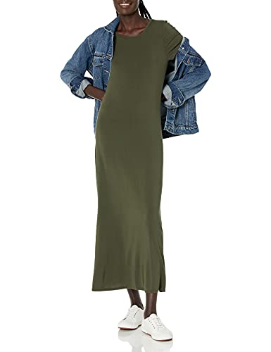 Amazon Essentials Women's Short-Sleeve Maxi Dress - color: Dark Olive, size: Large