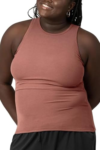 Kindred Bravely Ribbed Racerback Nursing Tank Top for Breastfeeding - color: Redwood, size: 2X