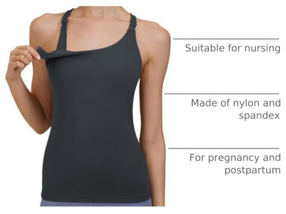 Nursing Tank Top Scoop Neck Pregnancy Camisoles Tanks - color: Gray, size: Medium