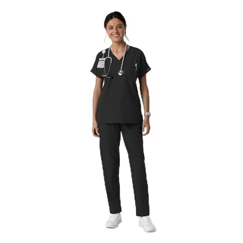 Wink Women's Women's Drop Shoulder Tunic Scrub Top - color: Black, size: X-Large