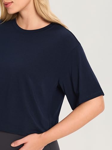 MOMANDA Cotton Modal Cropped Maternity Tops - color: Deep Ocean Blue, size: XX-Large
