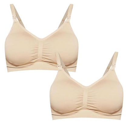 Motherhood Maternity Women’s Plus-Size Seamless Nursing Bras 2-Pack (S-3X) - color: Sandshell/Sandshell, size: Medium