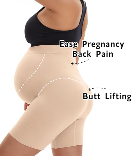 Seamless Maternity Shapewear, Prevent Thigh Chaffing, Pregnancy Belly Support, S-5XL - color: Black, size: 4X-Large