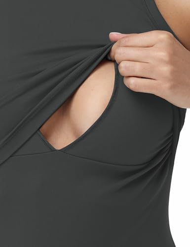 V VOCNI Racerback Nursing Tank Tops Sleeveless Breastfeeding Shirt - color: Grey, size: Large