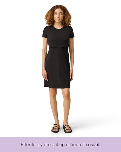 Kindred Bravely Essentials Ribbed Maternity Nursing Dress for Breastfeeding - color: Olive, size: X-Large