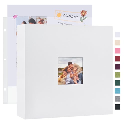 Mublalbum 12x12 Inch 3 Ring DIY Scrapbook Photo Album 80 Pages, White - color: White, size: 12x12 Inch 80 Pages