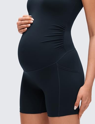 CRZ YOGA Maternity U Neck Romper Pockets - color: True Navy, size: Small