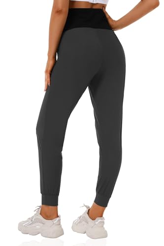 Foucome Women's Maternity Joggers Quick Dry Pregnancy Scrub Pants - color: Grey, size: X-Large