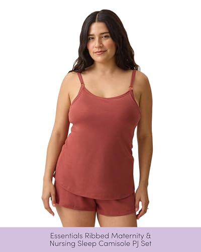 Kindred Bravely Essentials Maternity Nursing Cami, Shorts Breastfeeding Set - color: Warm Sienna, size: 1X