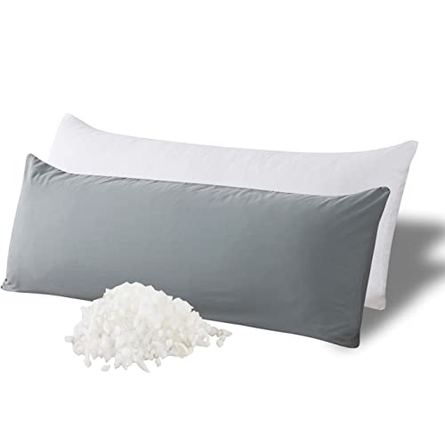 WhatsBedding Memory Foam Body Pillow with Cover, Long Bed Pillow for Adults - color: Grey
