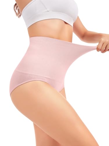 OVRUNS Tummy Control Shapewear Panties for Women High Waisted Compression Underwear C Section Postpartum Full Coverage Briefs - color: Pink, size: Large