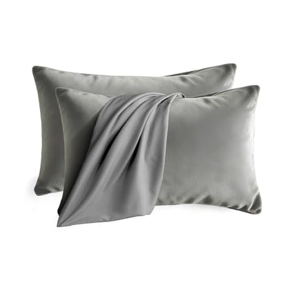 Set of 2 Brushed Microfiber Pillowcases 20x30 in Light Gray - color: Light Gray, size: Queen