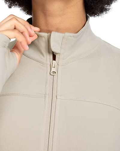 Queenie Ke Womens Running Jackets with Zipper Pockets - color: Beige, size: X-Small
