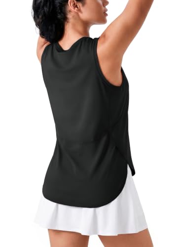 JOYSPELS Ice Silk Workout Tank Top Loose Fit Yoga Shirts UPF 50+ - color: Black, size: X-Large