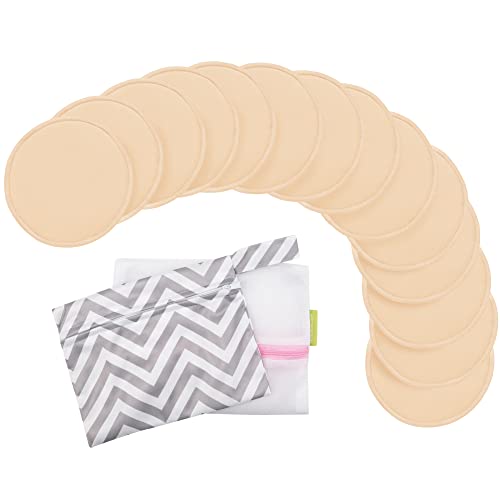 14-Pack Reusable Nursing Pads for Breastfeeding (Bare Beige, L 4.8") - color: Bare Beige, size: Large 4.8"