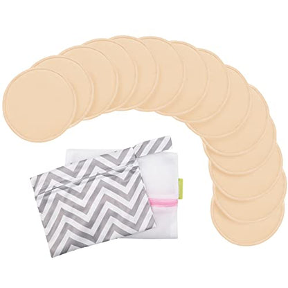 14-Pack Reusable Nursing Pads for Breastfeeding (Bare Beige, L 4.8") - color: Bare Beige, size: Large 4.8"