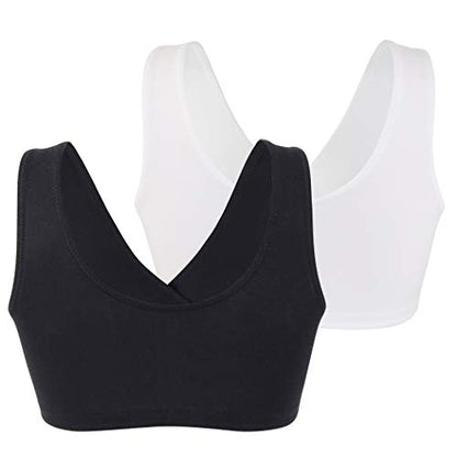 KUCI Maternity Nursing Bra Wireless Cotton Breastfeeding Bra for Sleep - color: Black+white/2pack, size: Medium