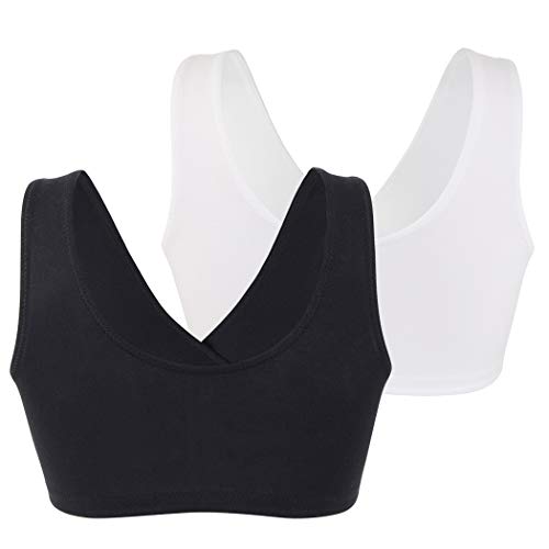 KUCI Maternity Nursing Bra Wireless Cotton Breastfeeding Bra for Sleep - color: Black+white/2pack, size: Large