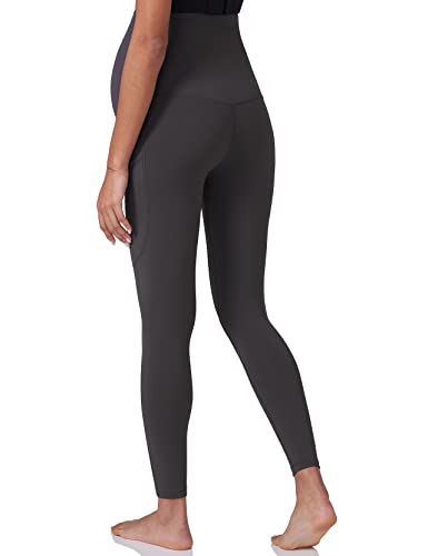 POSHDIVAH Maternity Workout Leggings Pregnancy Yoga Pants Pockets - color: Gray, size: Medium