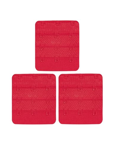 Wingslove Womens Bra Extender Bra Band Breathing room 3pcs-Pack Multi-size - color: Red, 3 Hook 3/4 Inch