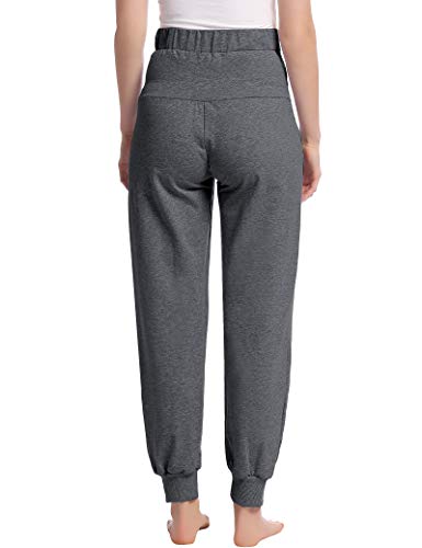 Joyaria Cotton Maternity Jogger Pants Over-the-Belly,Maternity Clothes - color: Dark Grey, size: Medium