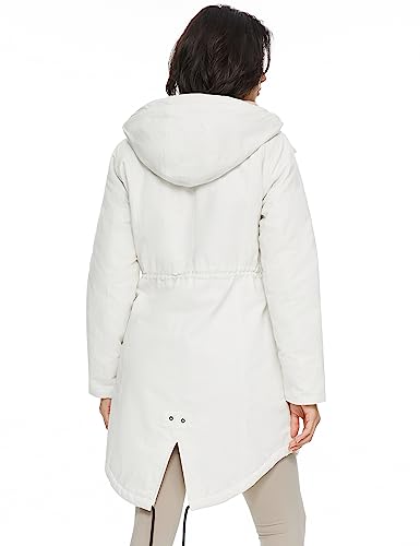 Orolay Women's Thicken Fleece Lined Parka Winter Coat Hooded Jacket with Pockets - color: Beige, size: Medium