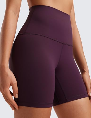 CRZ YOGA Super High Waist Biker Shorts 6" - color: Deep Purple, size: Small