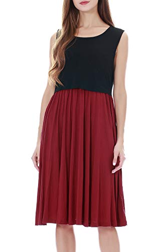 Smallshow Women's Sleeveless Nursing Dresses - color: Black-wine, size: XX-Large