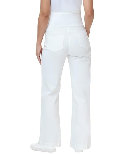 Women's Maternity Jeans Wide Leg Pants - color: White, size: XX-Large