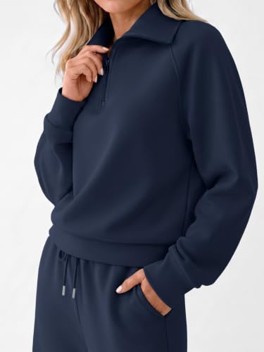 EFAN Womens Sweatsuits Modal Blend 2 Piece Matching Sets Comfy Lounge Wear - color: Navyblue, size: Large