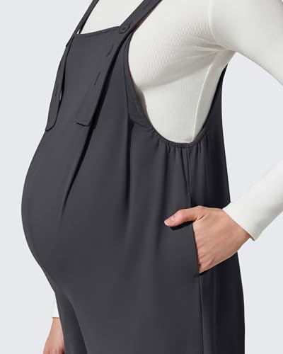 G4Free Shiftready Maternity Jumpsuit Pregnancy Overalls Adjustable Casual - color: Dark Gray, size: X-Small