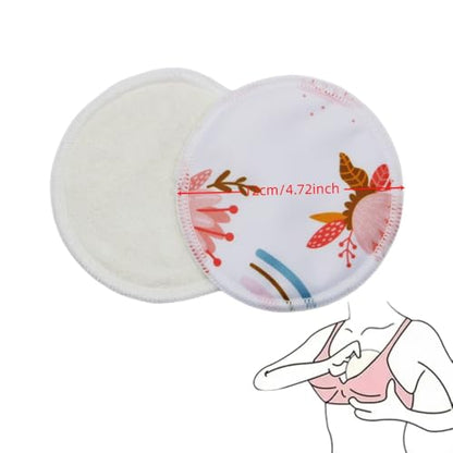 8 pcs(4 Pairs) Random Prints Breast Pads for Nursing Mothers, Reusable and Washable (8pcs Random Prints) - style: 8pcs random prints