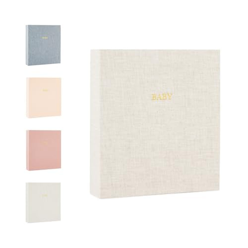 Sugar Paper Baby Keepsake Book, Memory Book from Pregnancy to First Year, Milestone Journal with Pocket Storage, Baby Shower Idea, Gender Neutral Gift, Cloth Hardcover, Flax - style: Flax
