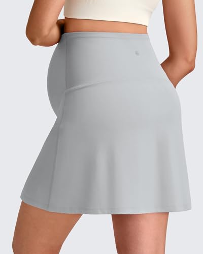 G4Free BareFeel Maternity Skirt with 2 Pockets Pregnancy Shorts Tennis Golf - color: Grey, size: Medium