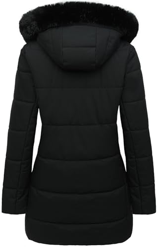 MOERDENG Women's Warm Winter Puffer Coat Waterproof Long Down Jacket - color: Black, size: X-Large