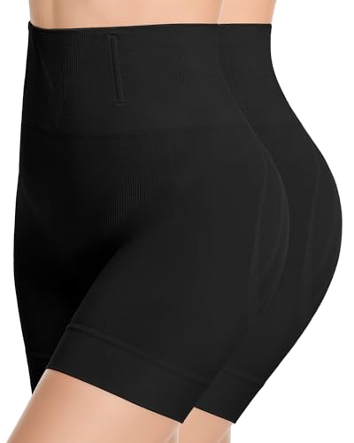 Tummy Control Shapewear Shorts, Mid Waist Body Shaper - color: 2x-black, size: Small