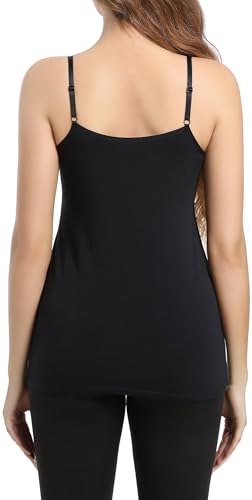 SUIEK Cotton Nursing Tank Tops Maternity Breastfeeding Camis Pregnancy Pjs - color: Black/Light Blue/Pink - 3pcs, size: Medium