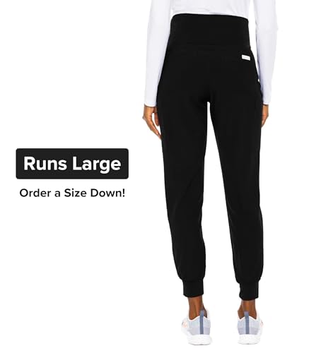 Med Couture Touch Maternity Jogger Scrub Pants for Women with 4 Pockets - color: Black, size: Large