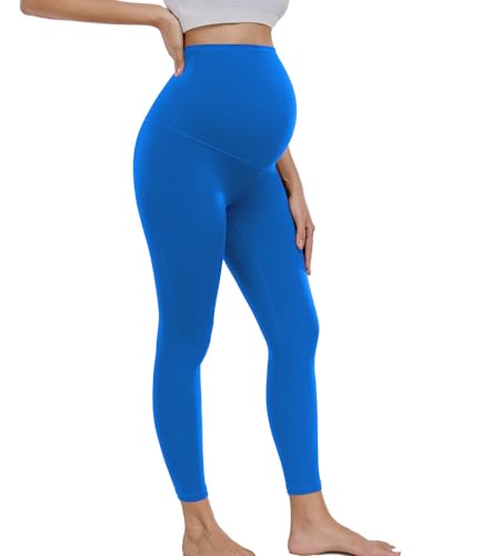 wirarpa Women's Maternity Leggings Over The Belly Buttery Yoga Pants 25" - color: Bright Blue, size: X-Large
