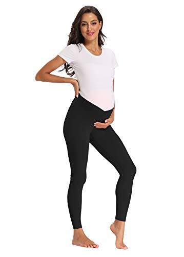 Foucome Women's Maternity Legging Under The Belly - color: 2pack Black, size: Medium