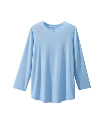 Silverts Women's Adaptive Open Back Long Sleeve Top, Assisted Dressing - color: Baby Blue, size: Large