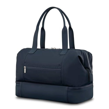 Samsonite Better Than Basics Weekender Duffle – Drop Bottom Travel Bag with 14” Laptop Compartment, SmartSleeve™ Trolley Strap, Adjustable Shoulder Strap, Durable RPET Lining, MIDNIGHT BLUE - color: Midnight Blue