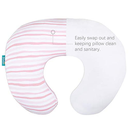 Cotton Nursing Pillow Cover Compatible with Boppy Pillow 2-Pack - color: Pink