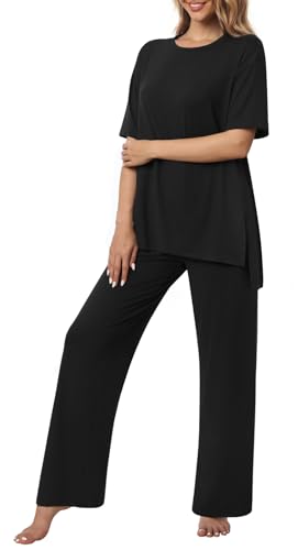 Netsmile Lounge Sets for Women Fall Pajamas 2 Piece Pjs Postpartum Outfits - color: Sleep-black, size: XX-Large