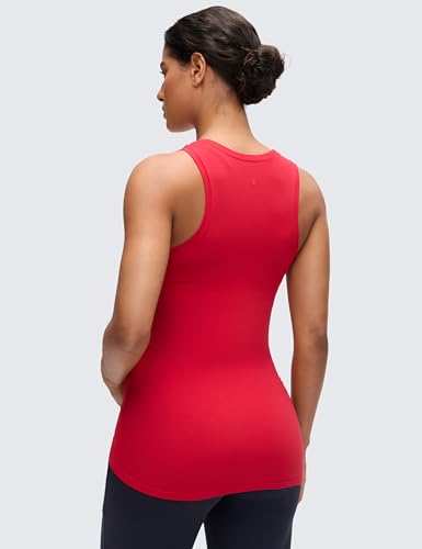 CRZ YOGA Maternity High Neck Tank Tops - color: Aurora Red, size: Medium