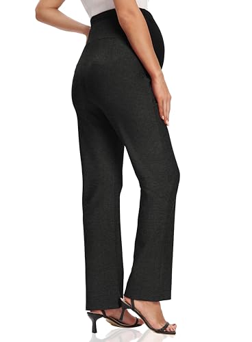 Foucome Women's Maternity Pants Over Belly Dress Work Pants - color: Dark Melange Grey, size: Medium