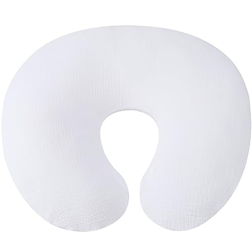 Onacosht Muslin Nursing Pillow Cover, 100% Cotton, Soft & Breathable, White - color: White