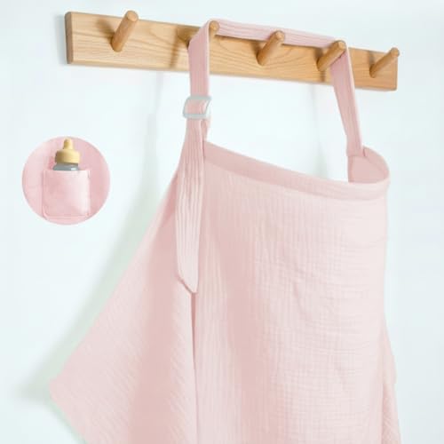 Muslin Nursing Covers for Breastfeeding,Blush Pink - color: Blush Pink